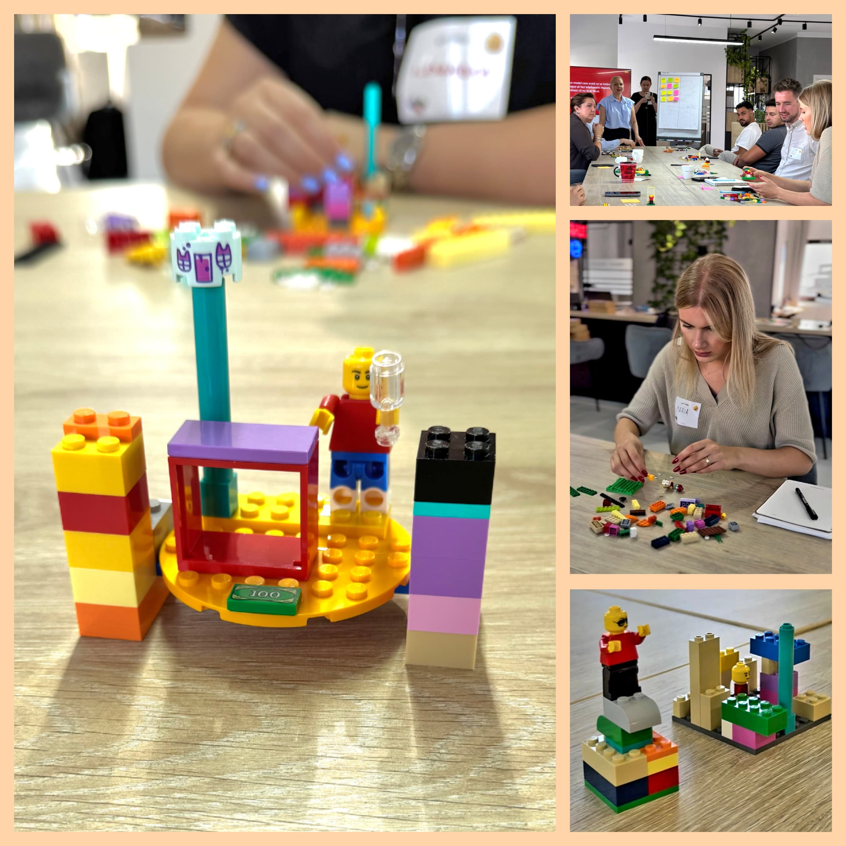 LEGO Serious Play workshop models and participants at RE/MAX Best Partners Cluj